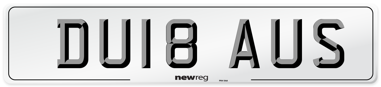 DU18 AUS Number Plate from New Reg